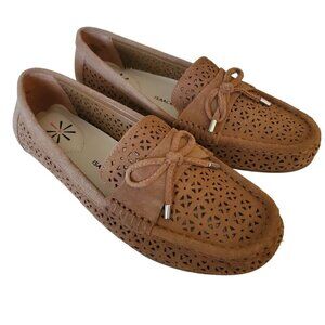 Isaac Mizrahi Hazelnut Madalyn Perforated Leather Loafers, Woman's Brown Flats